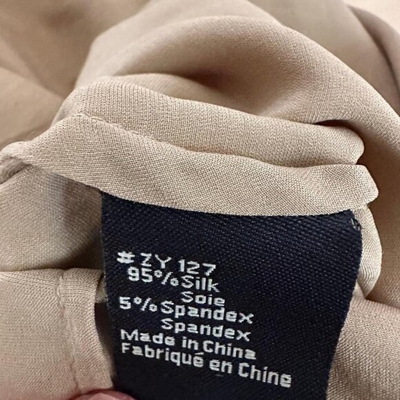 Sandra Angelozzi 95% Silk Wrap Blouse – Golden Beige Party Top Size S - Picture 7 of 8